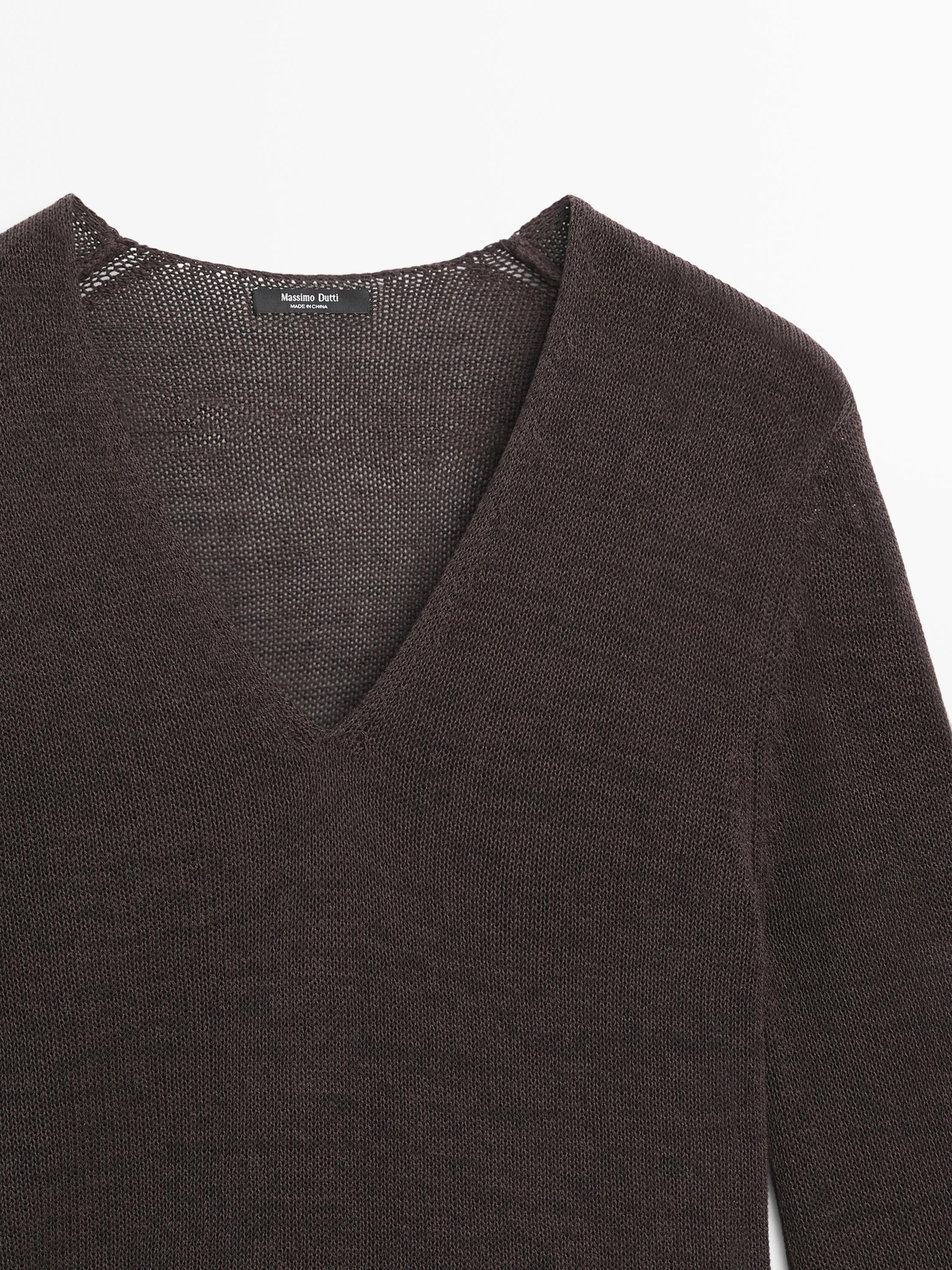 Contrast cotton blend knit dress